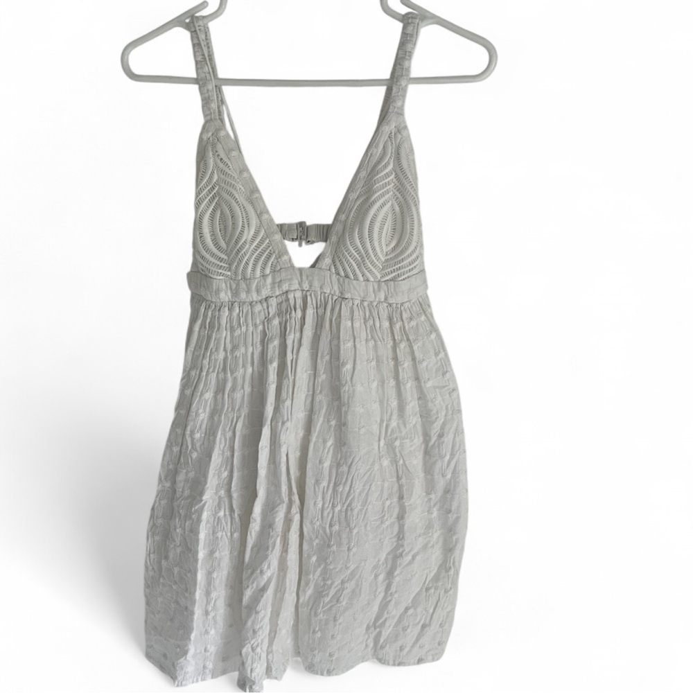 White Textured Sleeveless Dress